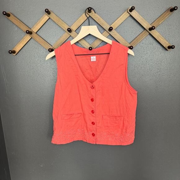 Cherokee vintage y2k linen and cotton vest tank top size large - Picture 1 of 5